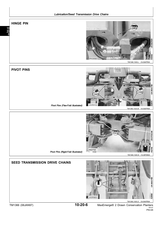 JOHN DEERE MAXEMERGE 2 7200 DRAWN CONSERVATION PLANTER TECHNICAL MANUAL TM1366