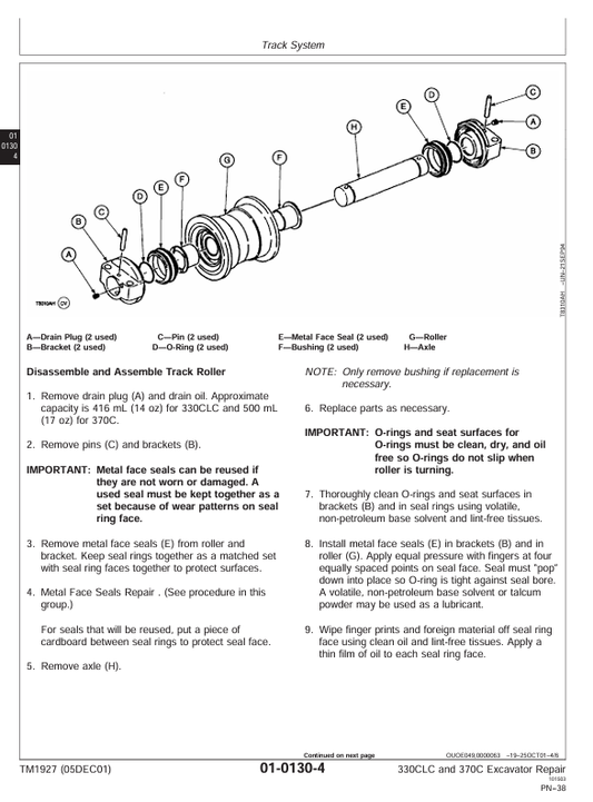 JOHN DEERE 330CLC AND 370C EXCAVATOR REPAIR TECHNICAL MANUAL TM1927