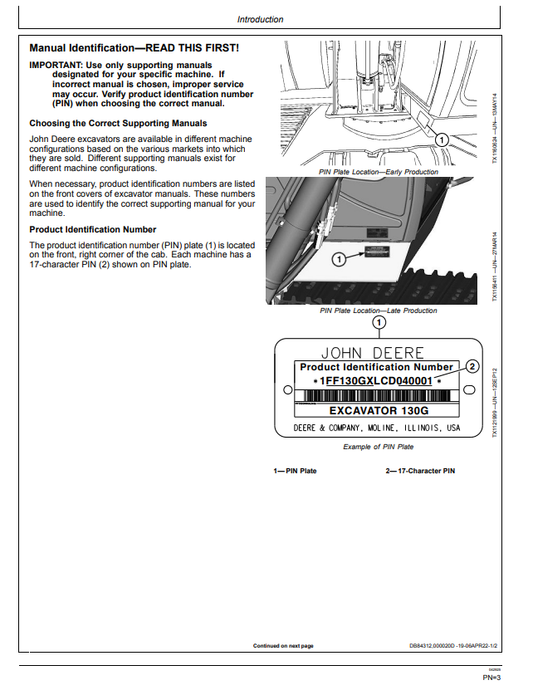 JOHN DEERE 130G EXCAVATOR OPERATOR MANUAL OMT308597