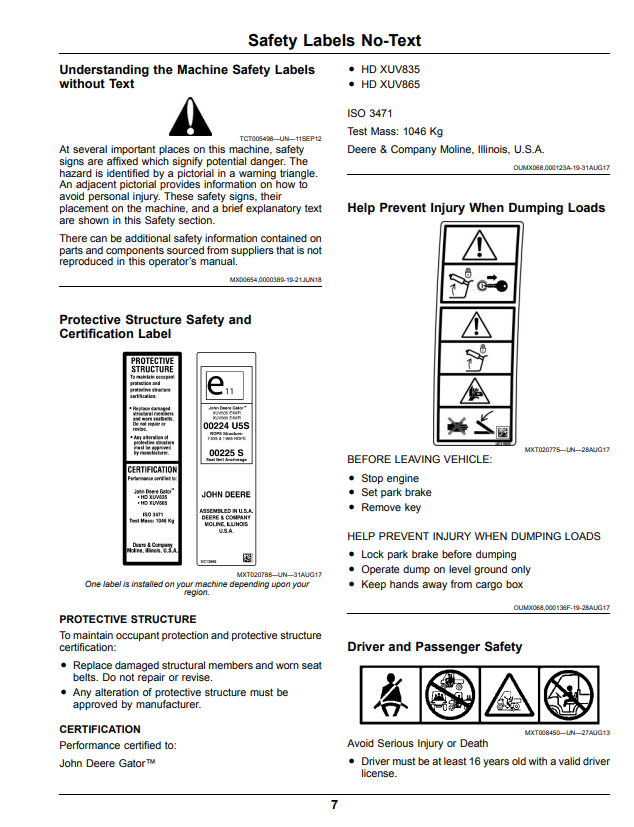 JOHN DEERE XUV865M GATOR™ UTILITY VEHICLE OPERATOR MANUAL OMUC15813
