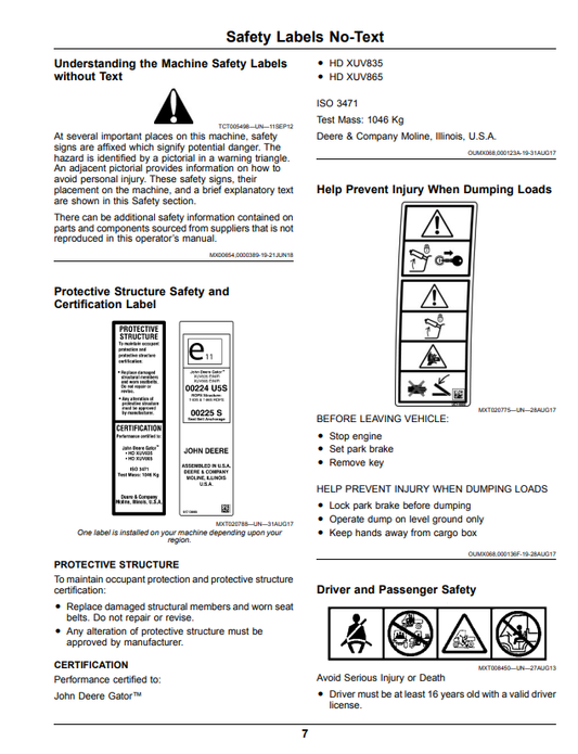 JOHN DEERE XUV865M GATOR™ UTILITY VEHICLE OPERATOR MANUAL OMUC15813