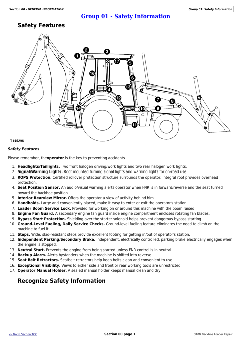 JOHN DEERE 310G BACKHOE LOADER REPAIR TECHNICAL MANUAL TM1886