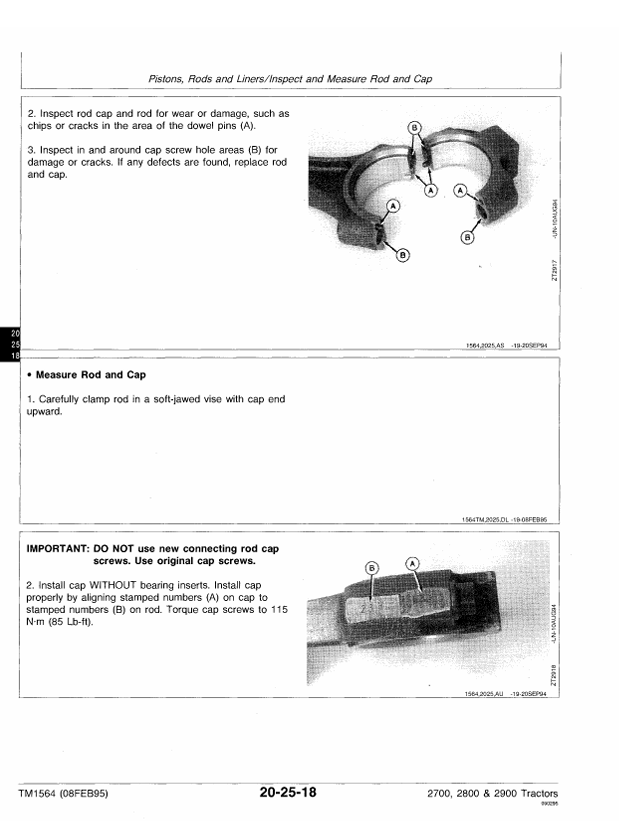 JOHN DEERE 2700, 2800 AND 2900 TRACTOR TECHNICAL MANUAL TM1564