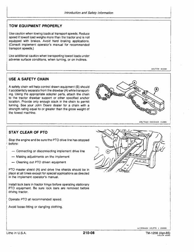 JOHN DEERE 8450, 8650 AND 8850 TRACTOR TECHNICAL MANUAL TM1256