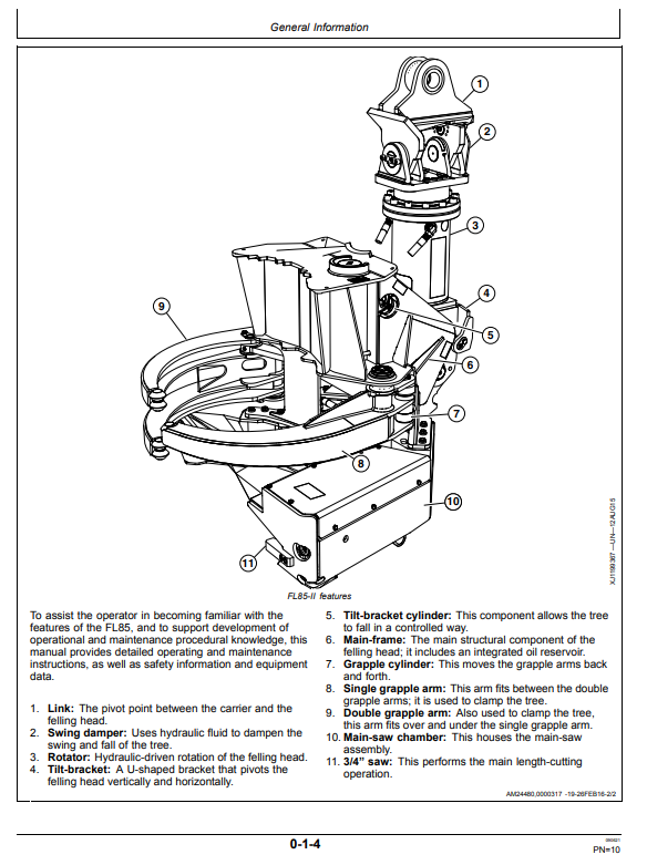 WARATAH FL85 FELLING HEAD OPERATOR MANUAL WA115036