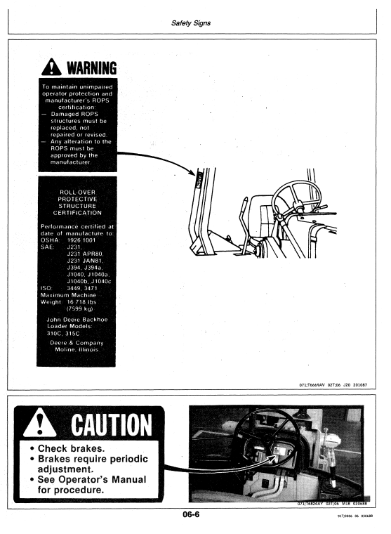 JOHN DEERE 315C SIDESHIFT BACKHOE LOADER OPERATOR MANUAL OMT122181