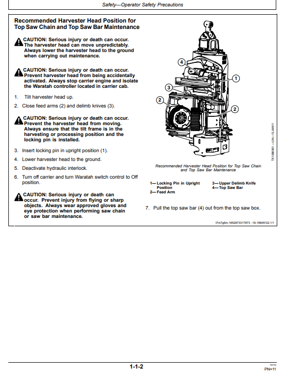 WARATAH HTH624C HARVESTER HEAD OPERATOR MANUAL WA111775