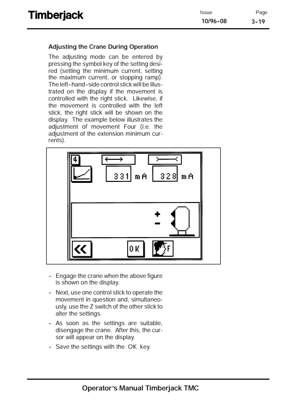JOHN DEERE TIMBERJACK TMC CONTROL SYSTEM OPERATOR MANUAL F050233