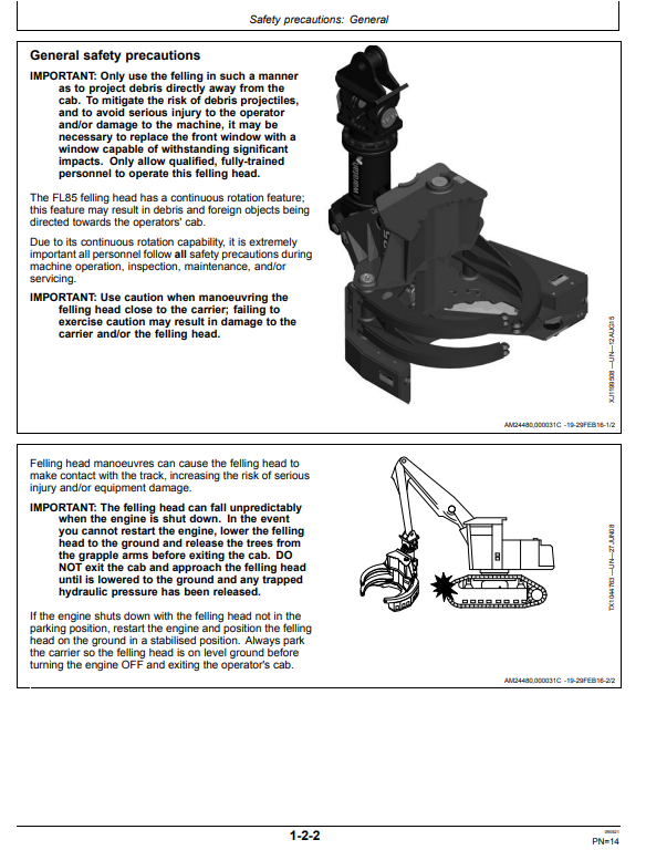 WARATAH FL85 FELLING HEAD OPERATOR MANUAL WA115036