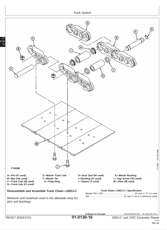 JOHN DEERE 330CLC AND 370C EXCAVATOR REPAIR TECHNICAL MANUAL TM1927