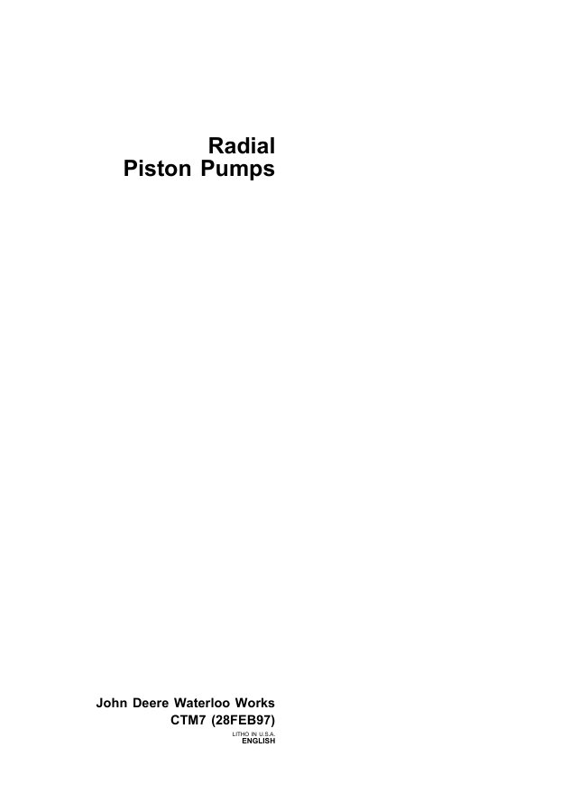 JOHN DEERE RADIAL PISTON PUMP TECHNICAL MANUAL CTM7