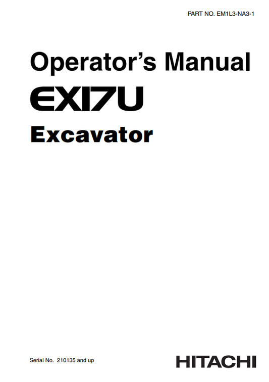 HITACHI EX17U EXCAVATOR OPERATOR MANUAL EMBE14