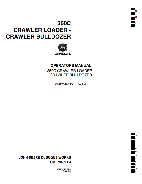 JOHN DEERE 350C CRAWLER LOADER - CRAWLER BULLDOZER OPERATOR MANUAL OMT79469
