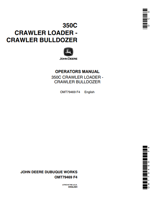 JOHN DEERE 350C CRAWLER LOADER - CRAWLER BULLDOZER OPERATOR MANUAL OMT79469