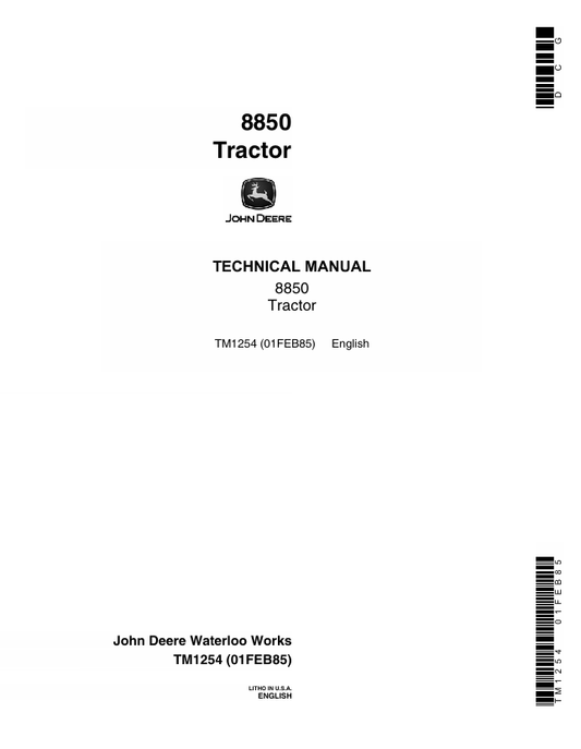 JOHN DEERE 8850 TRACTOR TECHNICAL MANUAL TM1254