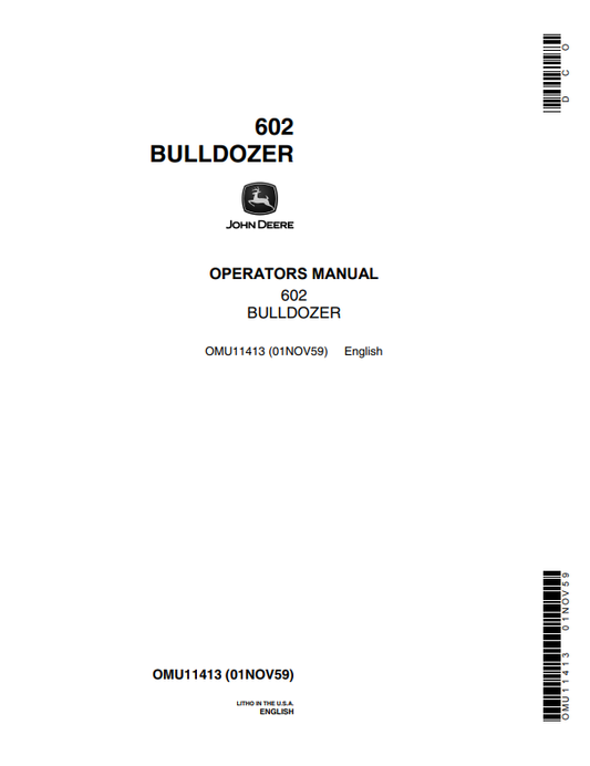 JOHN DEERE 602 BULLDOZER OPERATOR MANUAL OMU11413