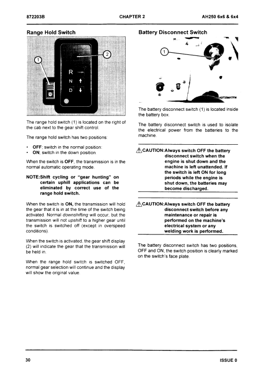 HITACHI AH250 6X4, 6X6 ARTICULATED DUMP TRUCK OPERATOR MANUAL EM872203B