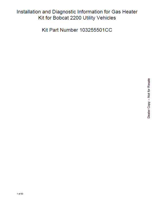 987654321 Bobcat Gas Heater Kit Installation Instructions Manual PDF