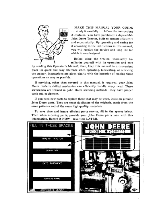 JOHN DEERE 430 CRAWLER TRACTOR OPERATOR MANUAL OMT60558