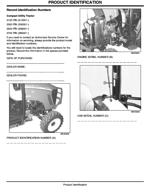 JOHN DEERE 3120, 3320, 3520, 3720 COMPACT UTILITY TRACTOR OPERATOR MANUAL OMLVU19809
