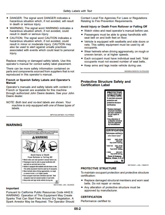 JOHN DEERE XUV560E, XUV560E S4 GATOR™ UTILITY VEHICLES OPERATOR MANUAL OMUC39381