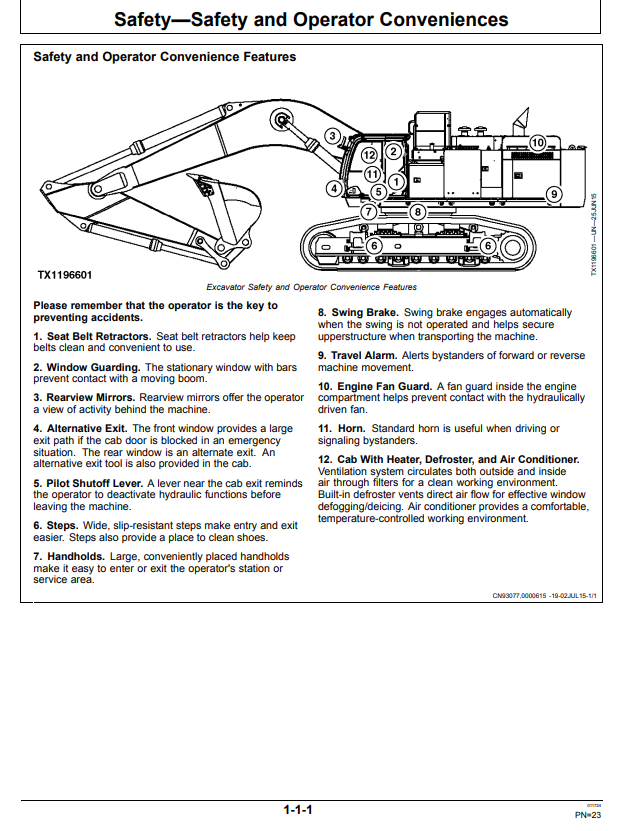 JOHN DEERE 870GLC EXCAVATOR OPERATOR MANUAL OMT364687X19