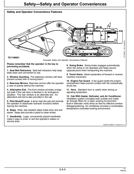 JOHN DEERE 870GLC EXCAVATOR OPERATOR MANUAL OMT364687X19