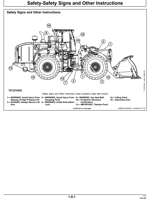 JOHN DEERE 844L 4WD LOADER OPERATOR MANUAL OMT426216X19