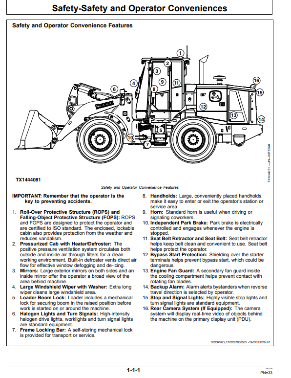 JOHN DEERE 544 G 4WD LOADER OPERATOR MANUAL OMT533461X019
