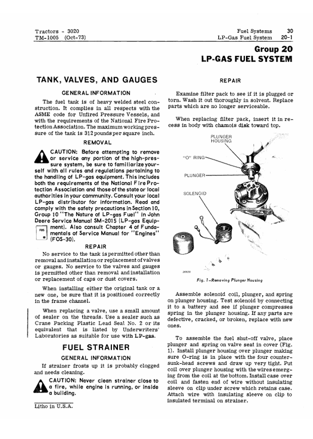 JOHN DEERE 3020 TRACTOR TECHNICAL MANUAL TM1005