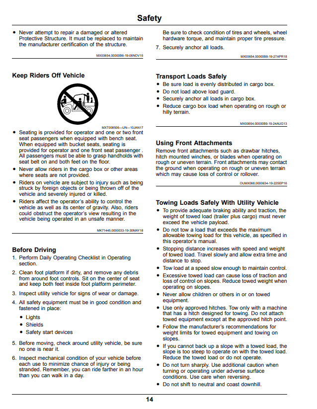 JOHN DEERE XUV865M GATOR™ UTILITY VEHICLE OPERATOR MANUAL OMUC20143