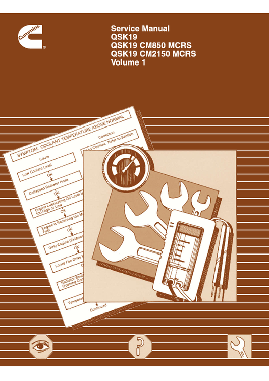 JOHN DEERE CUMMINS ENGINE QSK19, QSK19 CM850, CM2150 MCRS, 4021592-VOL1 SERVICE MANUAL
