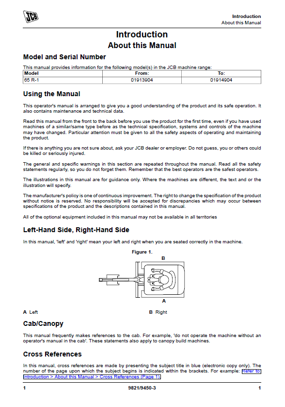 Access the JCB 65R-1 Operator Handbook PDF Online