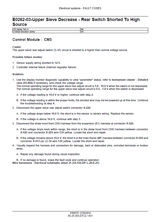 Agricultural New Holland Combine Harvester Workshop & Repair Manual 47712617