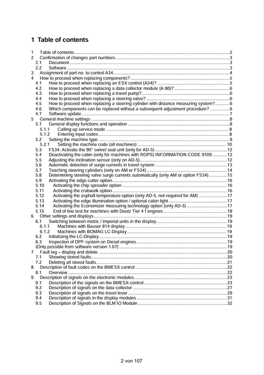 BOMAG Articulated Tandem Rollers 5 Software Electrics Manual PDF