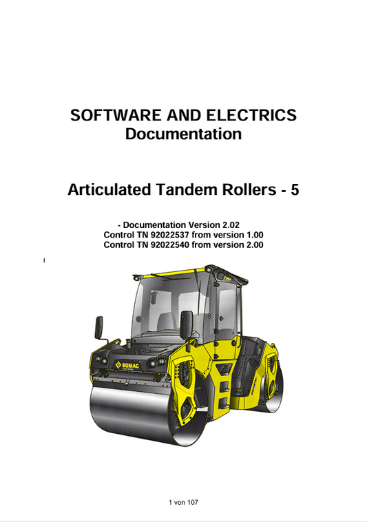 BOMAG Articulated Tandem Rollers Software & Electrics Manual PDF