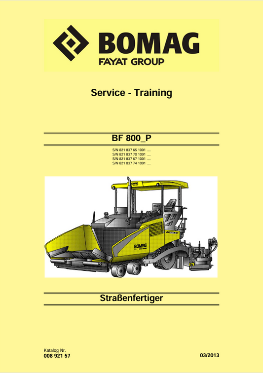 BOMAG BF 800_P Strassenfertiger Service Training Manual 00892157 PDF