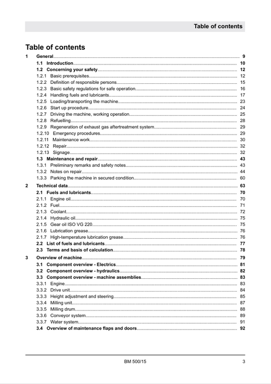 BOMAG BM 500, 15 Cold Planer Repair & Service Manual PDF