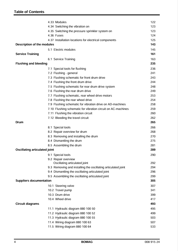 BOMAG BW125 AC-4 Repair & Service Manual 00891524 PDF
