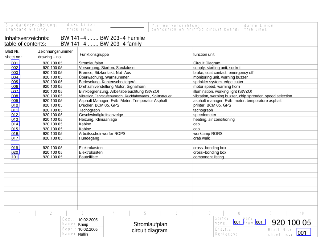 BOMAG BW141AD-4 ELECTRIC SCHEMATIC MANUAL 2005 92010005 PDF