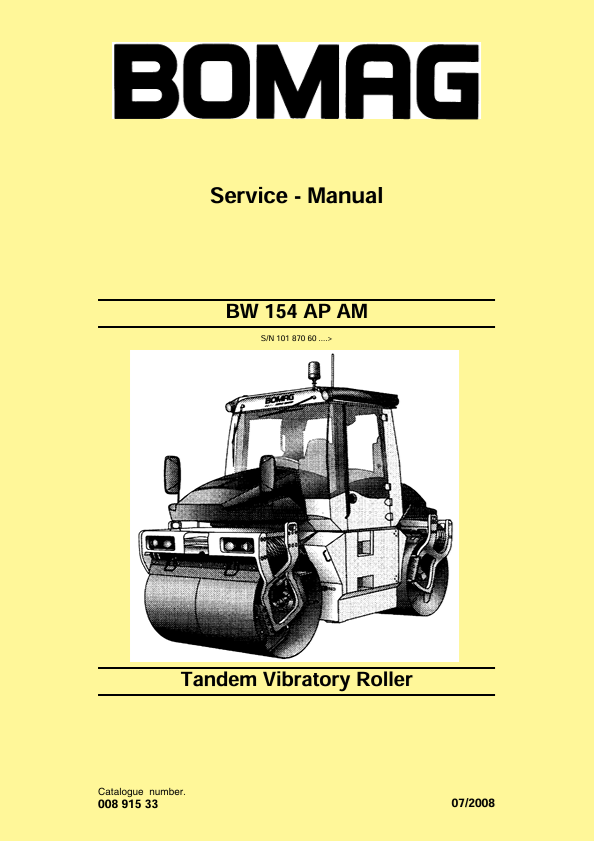 BOMAG BW154 AP-AM Tandem Vibratory Roller Service Manual PDF