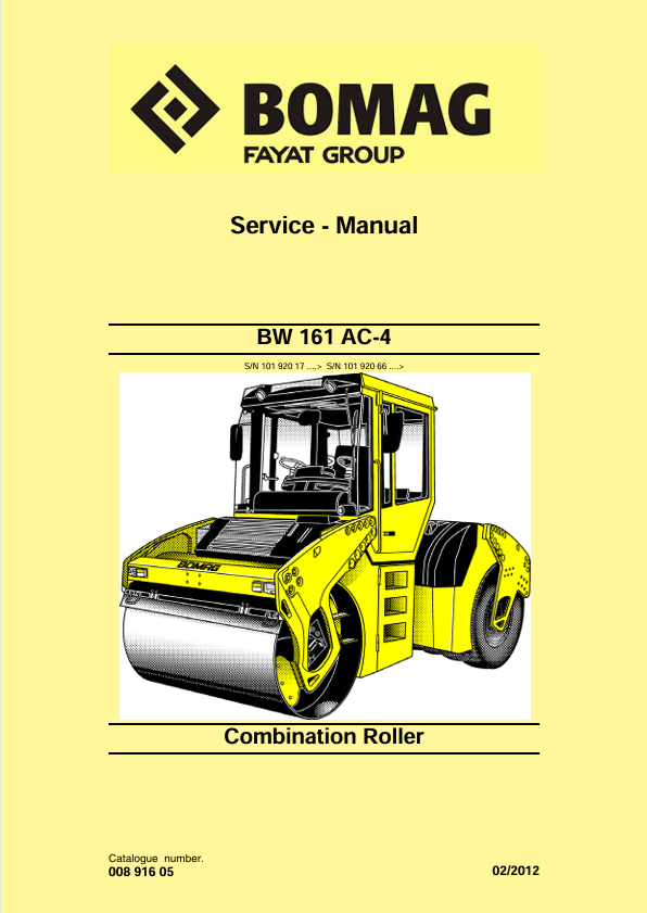 BOMAG BW161 AC-4 Combination Roller Service Manual PDF