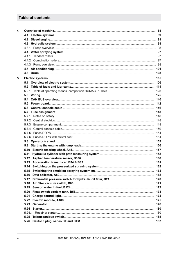 BOMAG BW161 AC-5 Vibratory Roller Repair & Service Manual