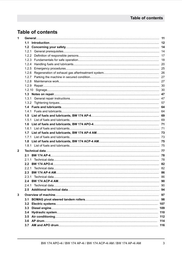 BOMAG BW174APO-4I Roller Service Manual June 2017 PDF