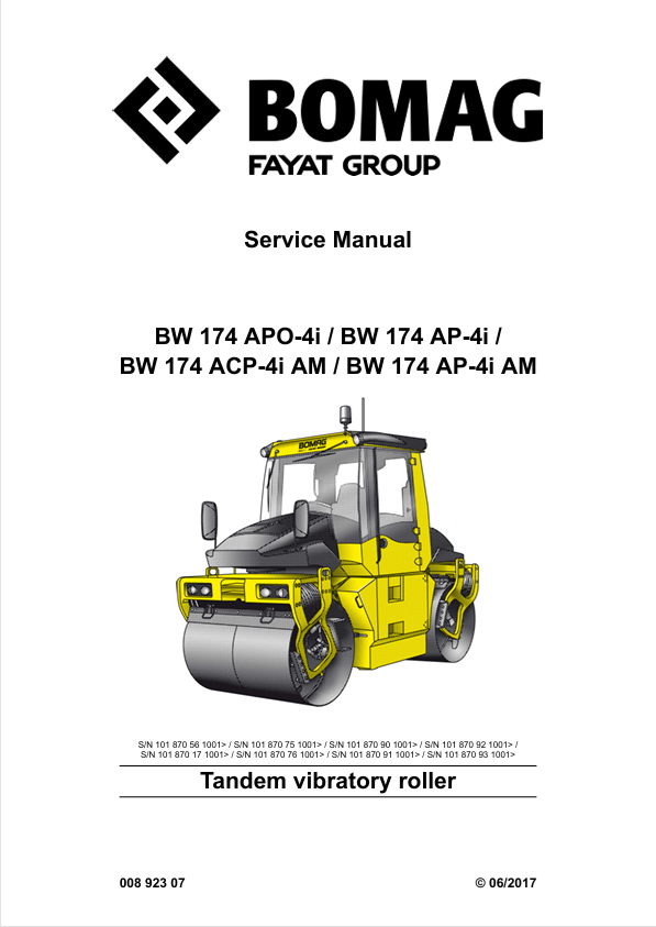BOMAG BW174APO-4I Service Manual 00892307 PDF
