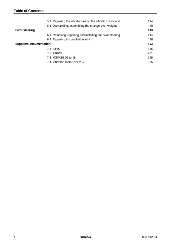 BOMAG BW180AD Service & Repair Manual 00891253 2002