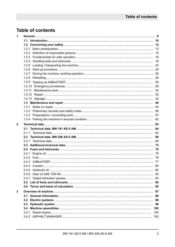 BOMAG BW191 AD-5 AM 2018 Service & Repair Manual PDF