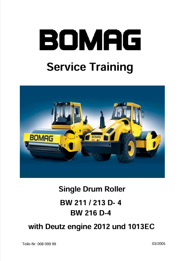 BOMAG BW211D-4 Service Training Manual 00809999 2005 PDF
