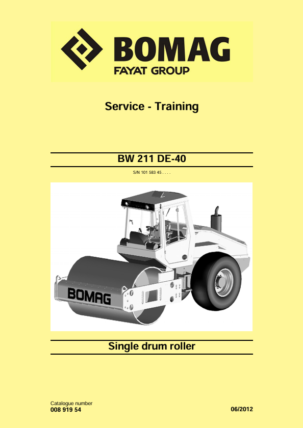 BOMAG BW211 DE-40 Service Training Manual 06-2012 PDF