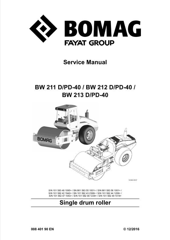 BOMAG BW212 DPD-40 Service Manual 00840190EN PDF